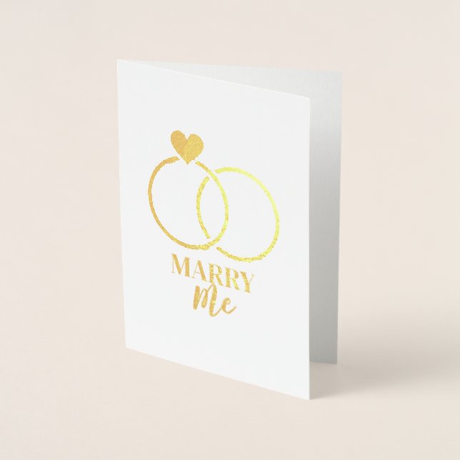 Carte Dorée DEMANDE EN MARIAGE POUR LA SAINT-VALENTIN, Anneaux (Devant)
