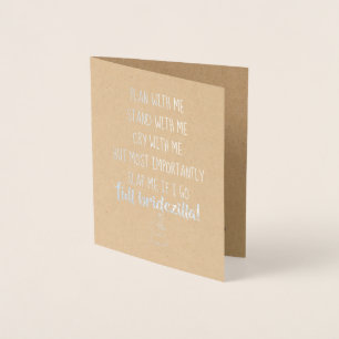 Carte Dorée Demoiselle d'honneur de Bridezilla ou domestique