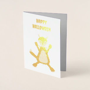Carte Dorée Déplaisant mignon Wolf Halloween personnalisé