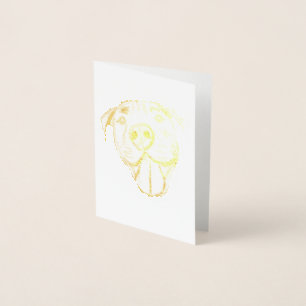 Carte Dorée dessin de bulle simple amoureux de les chiens noir