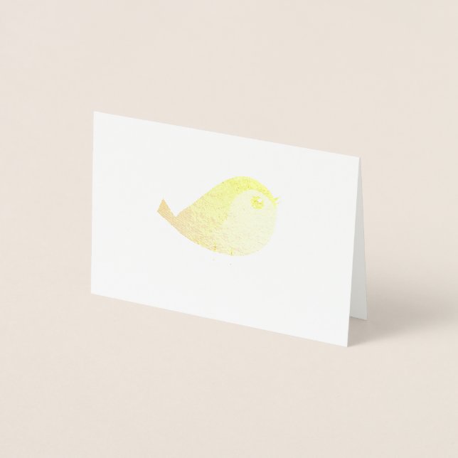 Carte Dorée Dessin d'Oiseau de Bruant (Devant)