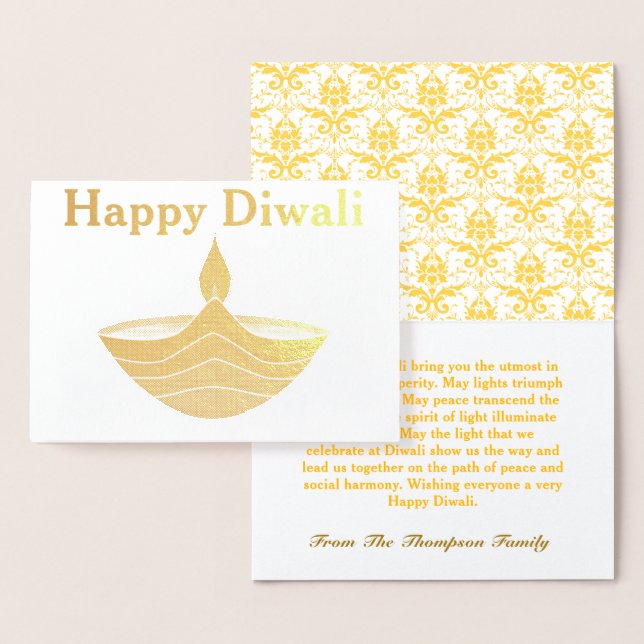 Carte Dorée Diwali doré personnalisé (Affichage)