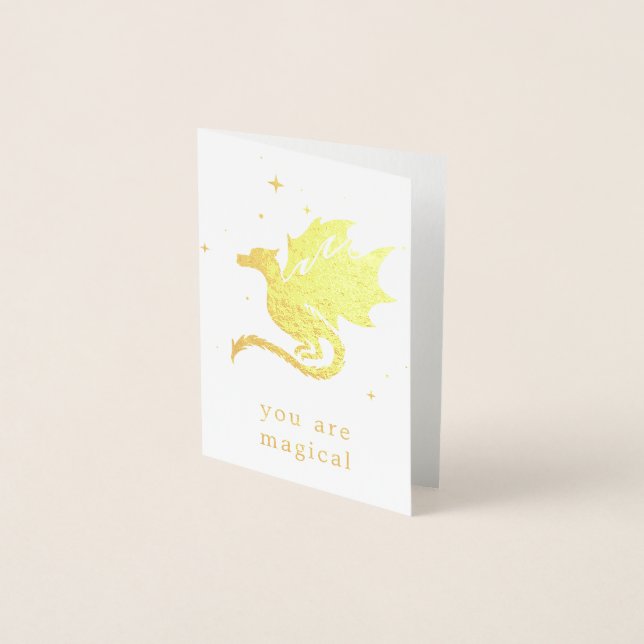 Carte Dorée Dragon et Étoiles Vous êtes Magique (Devant)