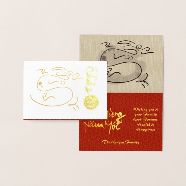 Carte Dorée Dragon original dessin Lunar 2024 Luxe FGC (Affichage)