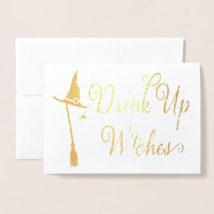 Carte Dorée Drôle Halloween sorcière vraie huile