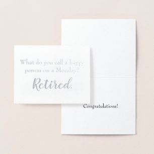 Carte Dorée Drôle retraite Retire personne heureuse sur un lun