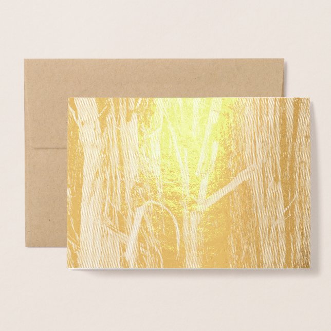 Carte Dorée Écorce de bois texturée de cèdre (Devant avec enveloppe)
