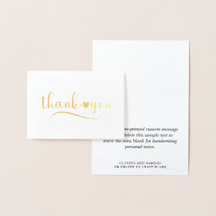 Carte Dorée Écriture Calligraphique Élégante en Forme de Cœur