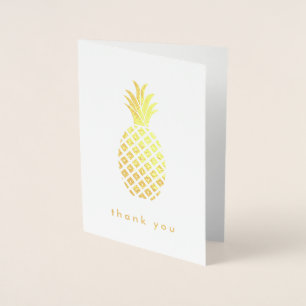 Carte Dorée Élégant ananas en or sur blanc