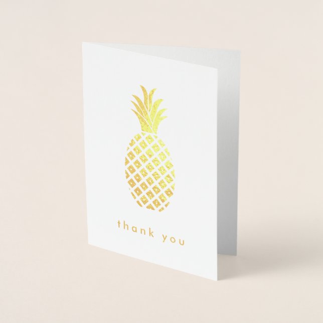 Carte Dorée Élégant ananas en or sur blanc (Devant)