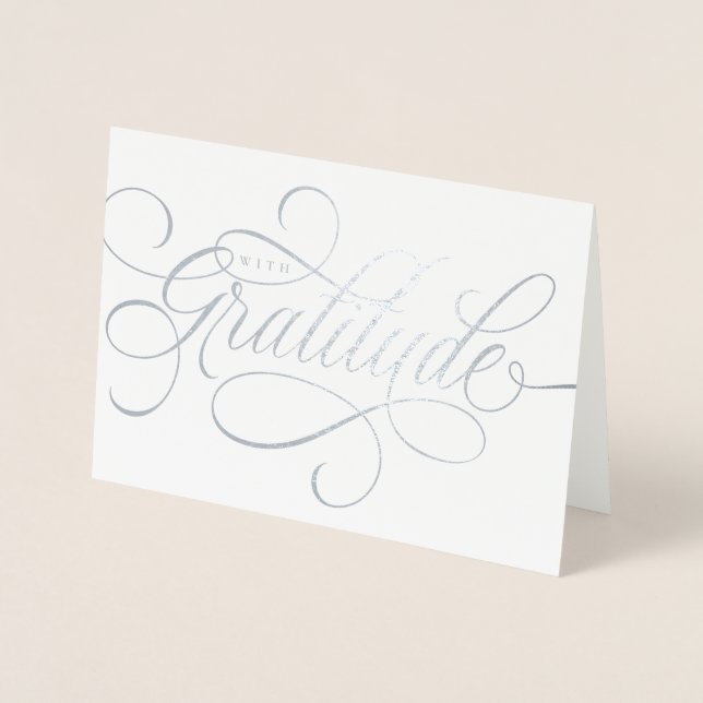 Carte Dorée Élégant avec Gratitude script merci Foil Card (Devant)
