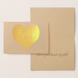 Carte Dorée Élégant Cœur d'Or Moderne pour la Saint-Valentin