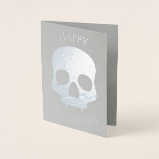 Carte Dorée Elégant crâne d'Halloween glam argent