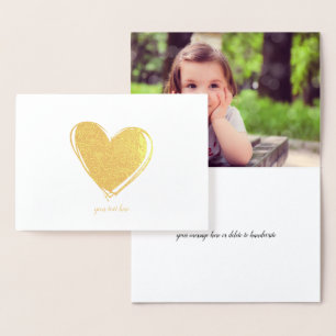 Carte Dorée Elégant Etched Gold Foil Heart Photo