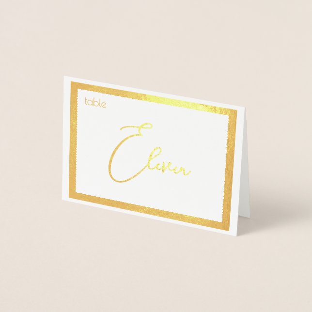 Carte Dorée Elegant Foil Wedding Table Number Tent - ELEVEN (Devant)