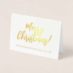 Carte Dorée Élégant Gold Foil Script Joyeux Noël