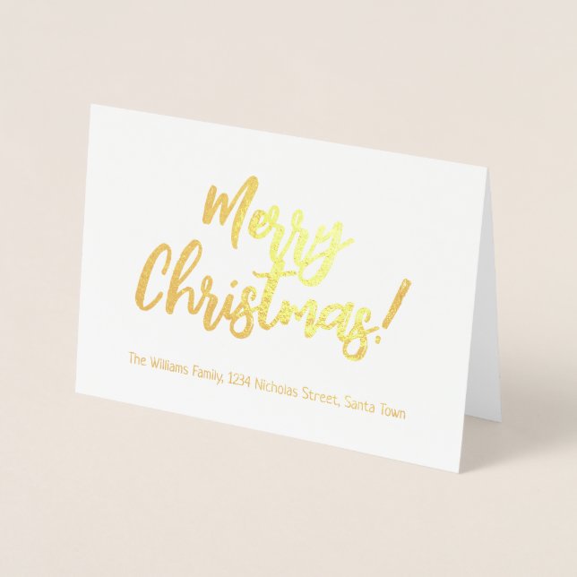 Carte Dorée Élégant Gold Foil Script Joyeux Noël (Devant)