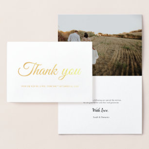Carte Dorée Elégant mariage de calligraphie merci Foil Card