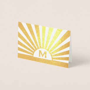 Carte Dorée Élégant Monogramme Sunrise Stylish Folk Note