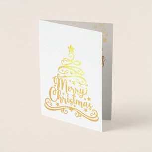 Carte Dorée Elégant or Joyeux arbre de Noël Photo personnalisé