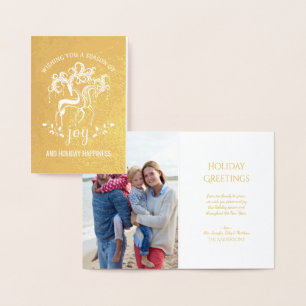 Carte Dorée Élégant Reindeer Noël Joyeux Gold Foil