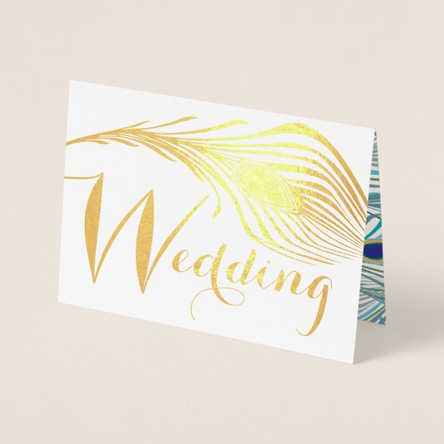 Carte Dorée Élégant Roaring 20s Gatsby Boho Peacock Mariage (Devant)