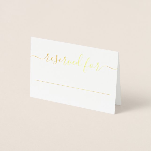 Carte Dorée Élégant Script Calligraphie Or Foil Mariage Place (Devant)