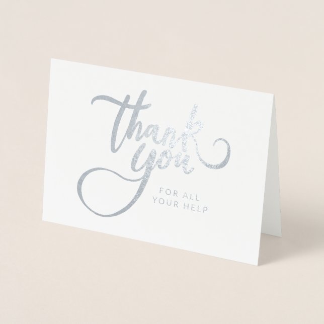 Carte Dorée Élégant script Merci Foil Card (Devant)
