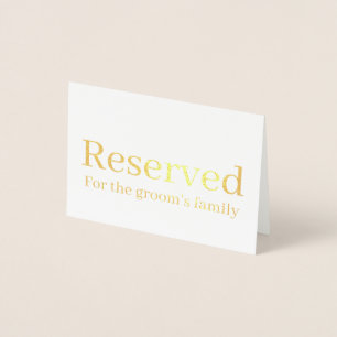 Carte Dorée Elegant Serif Réservé Mariage Table place