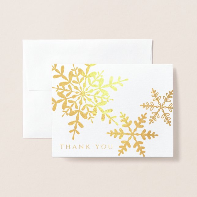 Carte Dorée Élégant Snowflakes Simple moderne Merci Or (Devant avec enveloppe)