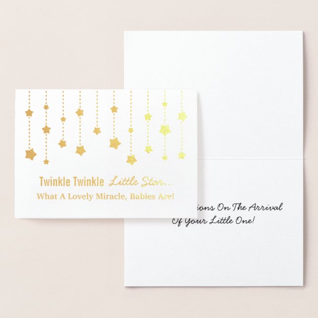 Carte Dorée Elégant Twinkle Twinkle Little Star Gold Foil (Affichage)