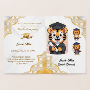 Carte Dorée Élégante Luxe de Remise de Diplômes Or et Blanc