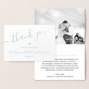 Carte Dorée Élégante Typographie de script Photo Mariage Merci
