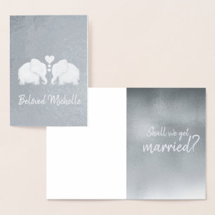Carte Dorée Eléphants d'argent avec proposition de mariage de