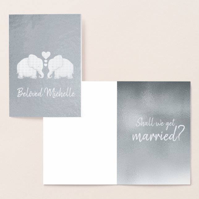 Carte Dorée Eléphants d'argent avec proposition de mariage de  (Affichage)
