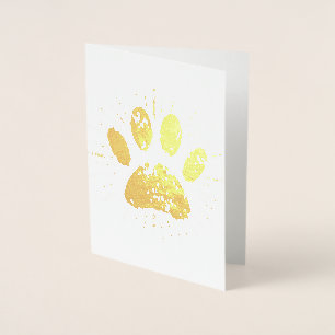 Carte Dorée Empreinte de patte de chien au soleil en détresse