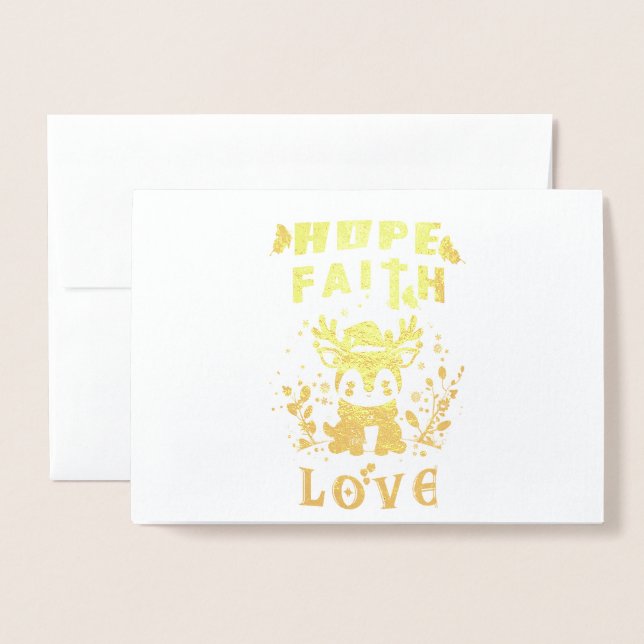 Carte Dorée Espoir Foi Amour (Devant avec enveloppe)