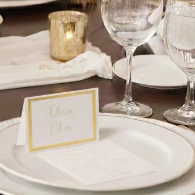 Carte Dorée Étiquette de nom de invité de mariage à script mét (Créateur téléchargé)