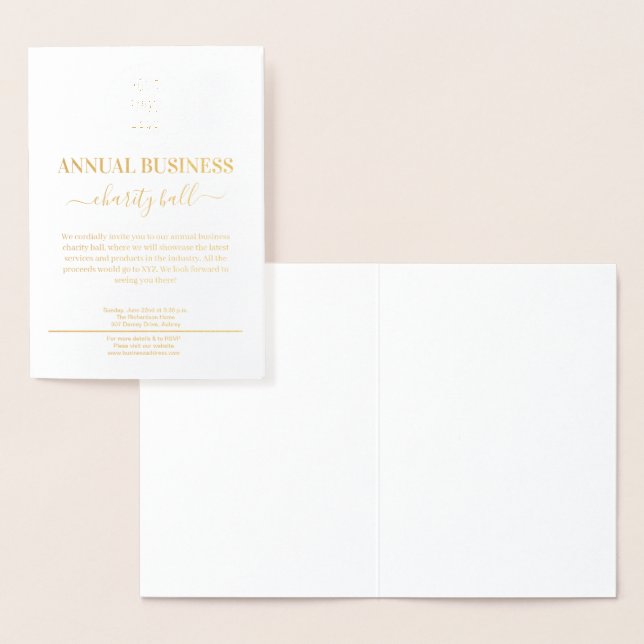 Carte Dorée événement d'affaires minimaliste (Affichage)