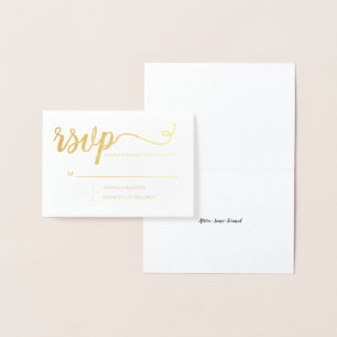 Carte Dorée Événement de script RSVP or Elegant simple