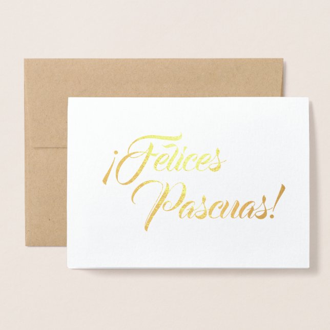 Carte Dorée Felices Pascuas Happy Pâques espagnol vierge (Devant avec enveloppe)