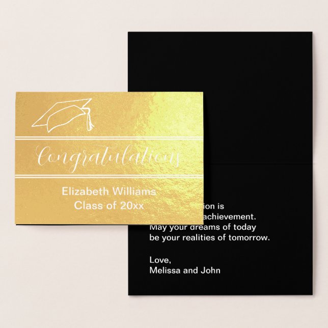 Carte Dorée Félicitations Black and Gold Elegant Graduation (Affichage)