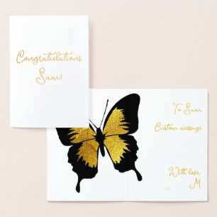 CARTE DORÉE FÉLICITATIONS D'OR ÉLÉGANT BUTTERFLY GOLDEN