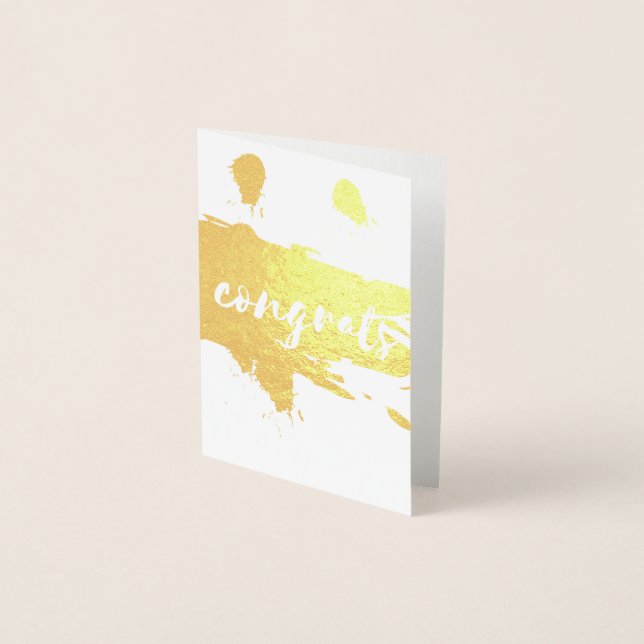 Carte Dorée Félicitations Foil brosse trait (Devant)