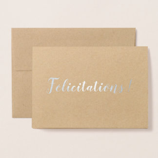 Carte Dorée Félicitations Français Brush Script