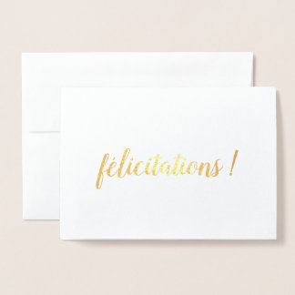 Carte Dorée Félicitations Français Brush Script