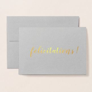Carte Dorée Félicitations Français Brush Script