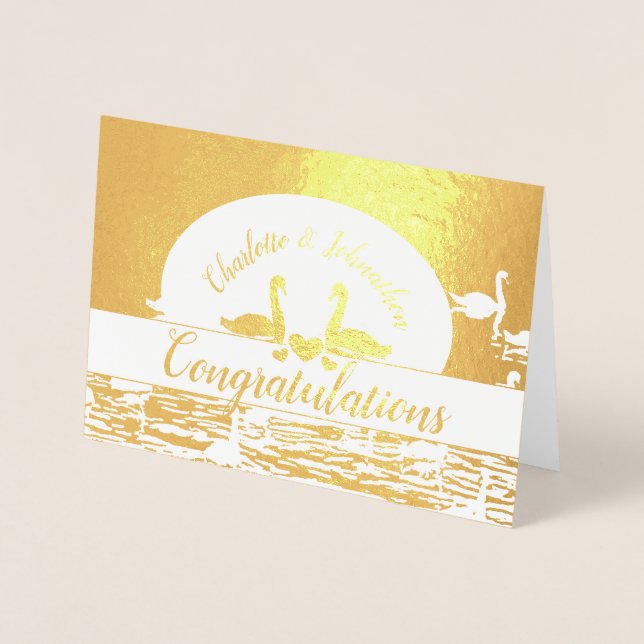 Carte Dorée Félicitations mariage/ anniversaire/ fiançailles (Devant)