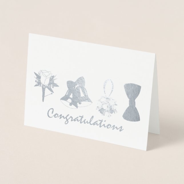 Carte Dorée Félicitations Mariage Fiançailles Bell Flower Bow (Devant)