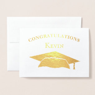 Carte Dorée Félicitations Moderne Simple Gold Casquette Gradua